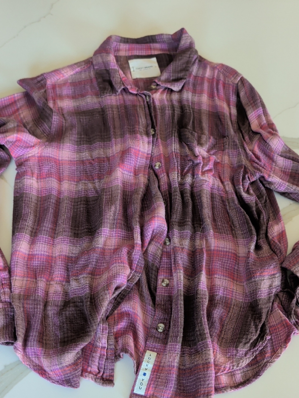 Pink & Plum Plaid Button-Down Flannel Shirt